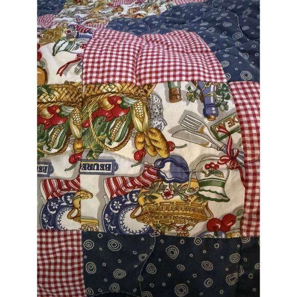 Quilt Handmade in‎ Excellent Condition 72”x172” French Bistro Style - Picture 9 of 9